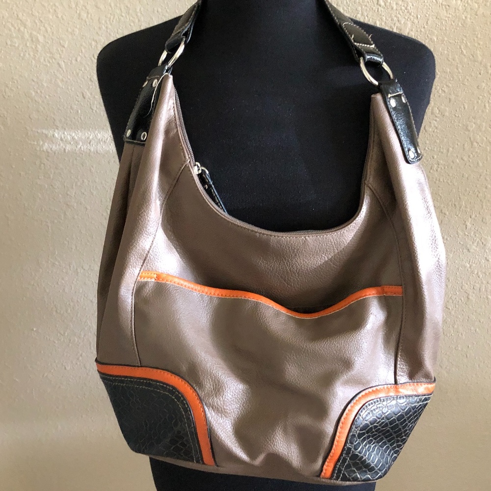 Rosetti Tan Dark Brown Light Trim Shoulder Purse